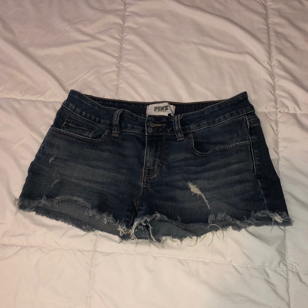 Pink Ripped Denim Shorts